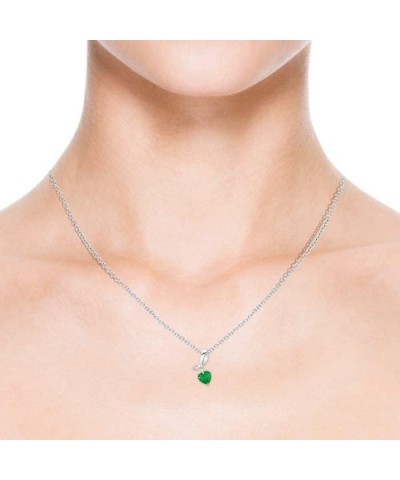 Natural Emerald Heart Pendant Necklace for Women, Girls in 14K Solid Gold/Platinum | May Birthstone | Jewelry Gift for Her | ...