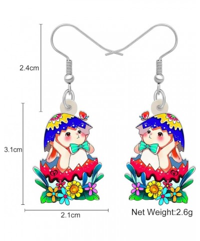 Acrylic Easter Bunny Rabbit Earrings Hare Dangle Drop Pet Jewelry For Women Girls Charm Gift Azure $5.76 Earrings