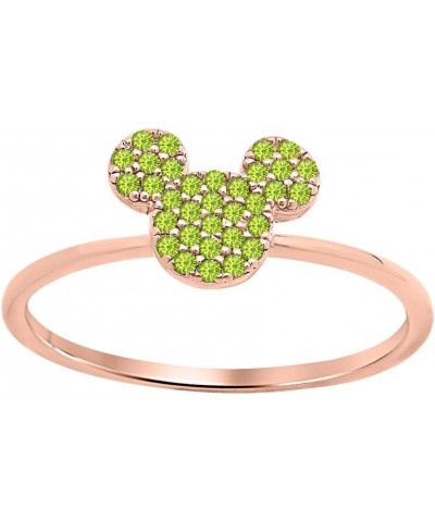 Glittering Mickey Mouse Gemstones 14k Rose Gold Over Sterling Silver Simple Engagement Ring For Womens Created Peridot $28.05...