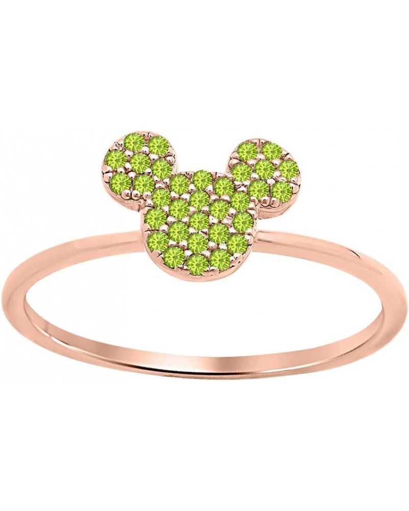 Glittering Mickey Mouse Gemstones 14k Rose Gold Over Sterling Silver Simple Engagement Ring For Womens Created Peridot $28.05...