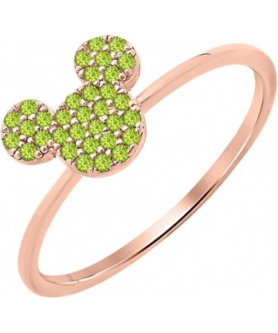 Glittering Mickey Mouse Gemstones 14k Rose Gold Over Sterling Silver Simple Engagement Ring For Womens Created Peridot $28.05...