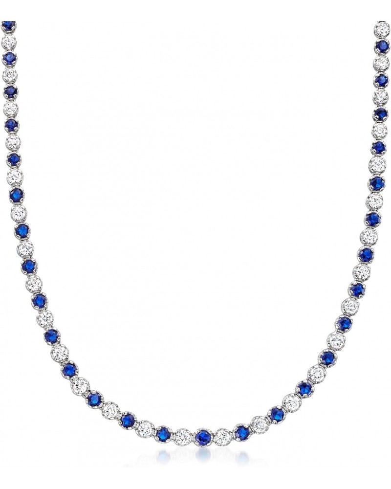 5.25 ct. t.w. Graduated CZ and 2.10 ct. t.w. Simulated Sapphire Necklace in Sterling Silver. 18 inches $91.18 Necklaces