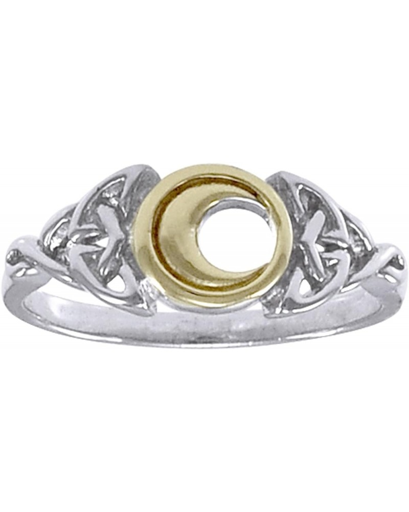 Sterling Silver Celtic Trinity Knot and Crescent Moon Ring(Sizes 3,4,5,6,7,8,9,10,11,12,13,14,15) Gold Accent (Size 5) $17.59...