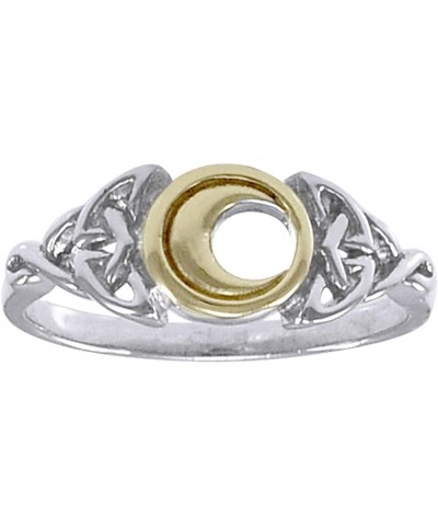 Sterling Silver Celtic Trinity Knot and Crescent Moon Ring(Sizes 3,4,5,6,7,8,9,10,11,12,13,14,15) Gold Accent (Size 5) $17.59...