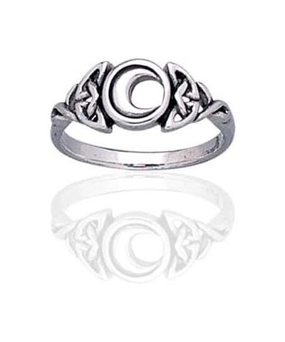 Sterling Silver Celtic Trinity Knot and Crescent Moon Ring(Sizes 3,4,5,6,7,8,9,10,11,12,13,14,15) Gold Accent (Size 5) $17.59...