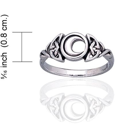 Sterling Silver Celtic Trinity Knot and Crescent Moon Ring(Sizes 3,4,5,6,7,8,9,10,11,12,13,14,15) Gold Accent (Size 5) $17.59...