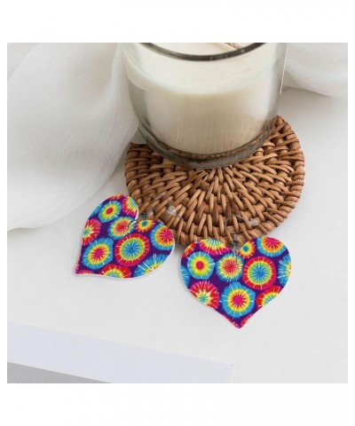 Earrings Shrimp Heart Shape Leather Earring Lightweight Love Heart Dangle For Women Girl Tie Dye $7.41 Earrings