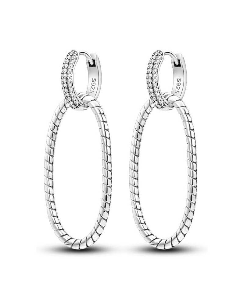 925 Sterling Silver Earrings Set for Women Trendy U Shaped Hoop Earrings Heart Hoop Earrings Colorful Cubic Zirconia Hypoalle...