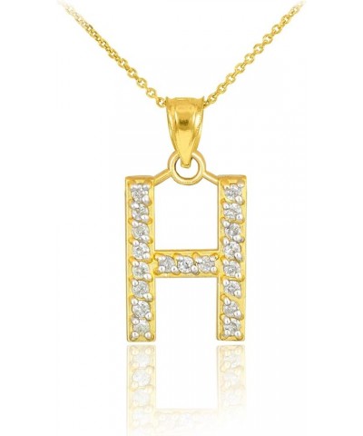 Dainty 10k Yellow Gold Diamond Initial Pendant Letter "A-Z" Necklace H $142.79 Necklaces