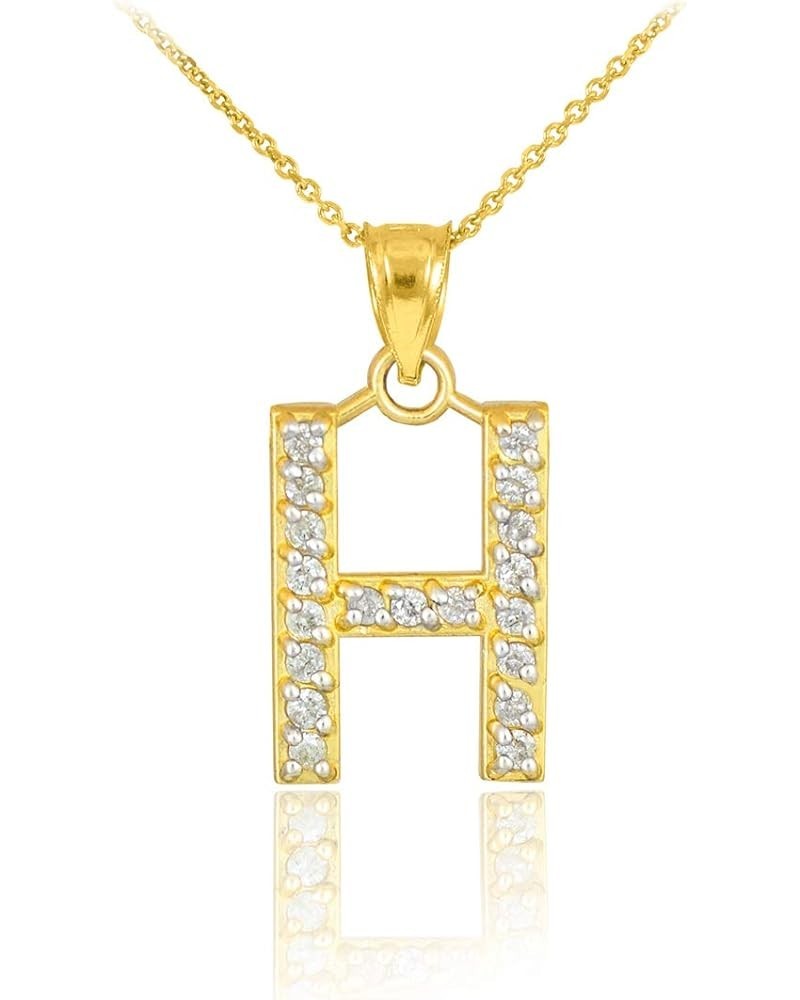 Dainty 10k Yellow Gold Diamond Initial Pendant Letter "A-Z" Necklace H $142.79 Necklaces