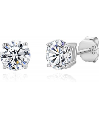 925 Sterling Silver 4 Prong Pure Brilliance Cubic Zirconia Stud Earrings Hypoallergenic Silver 6mm Sterling Silver $8.75 Earr...