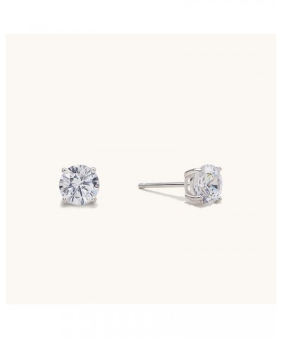 925 Sterling Silver 4 Prong Pure Brilliance Cubic Zirconia Stud Earrings Hypoallergenic Silver 6mm Sterling Silver $8.75 Earr...