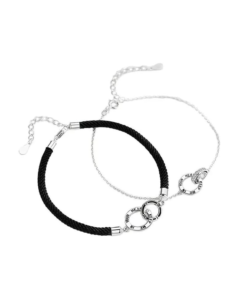 2PC/Set Matching Couple Bracelets Gifts for Men Women Him Bracelet Braided Leather Rope Bangle Wrist Adjustable Chain Fit 7-1...