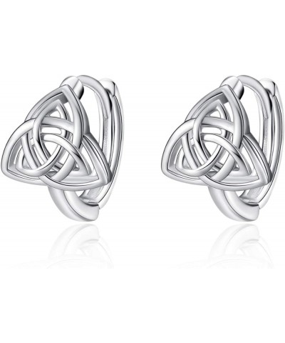 Celtic Knot Earrings for Women 925 Sterling Silver Celtic Small Huggie Hoop Earrings for Women Teen Girls, Good Luck Irish Je...