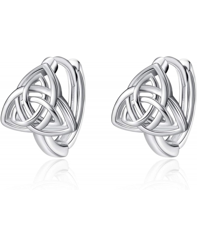 Celtic Knot Earrings for Women 925 Sterling Silver Celtic Small Huggie Hoop Earrings for Women Teen Girls, Good Luck Irish Je...