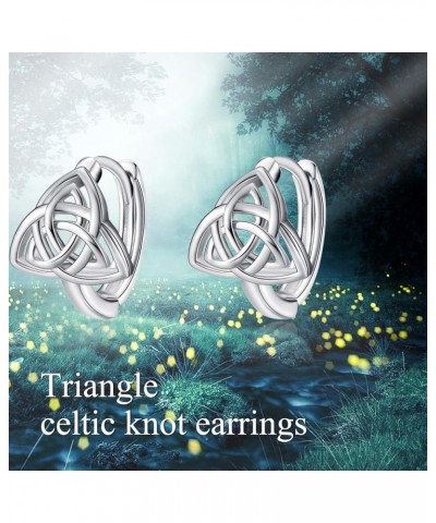 Celtic Knot Earrings for Women 925 Sterling Silver Celtic Small Huggie Hoop Earrings for Women Teen Girls, Good Luck Irish Je...