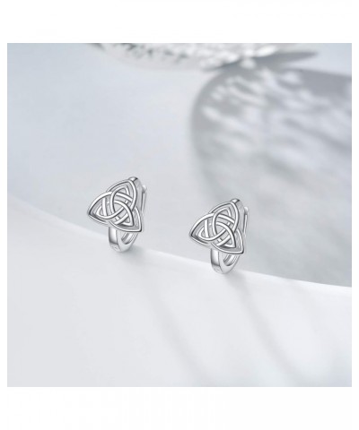 Celtic Knot Earrings for Women 925 Sterling Silver Celtic Small Huggie Hoop Earrings for Women Teen Girls, Good Luck Irish Je...