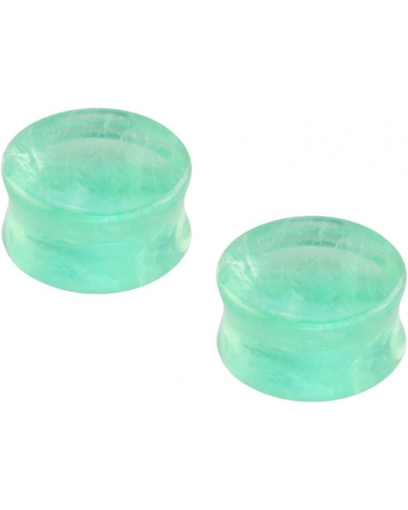 Green Fluorite Stone Double Flared Plugs, Sold as a Pair 10mm (00GA) $14.83 Body Jewelry