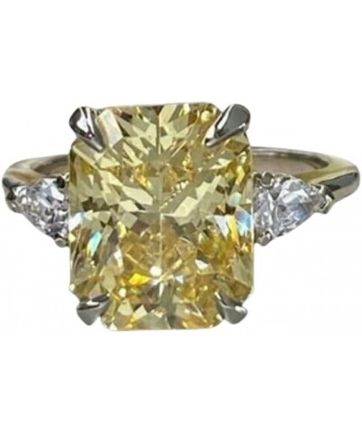 Canary Yellow 2CT Radiant Cut Simulated Three stone Engagement Ring, 925 Silver $45.89 Rings