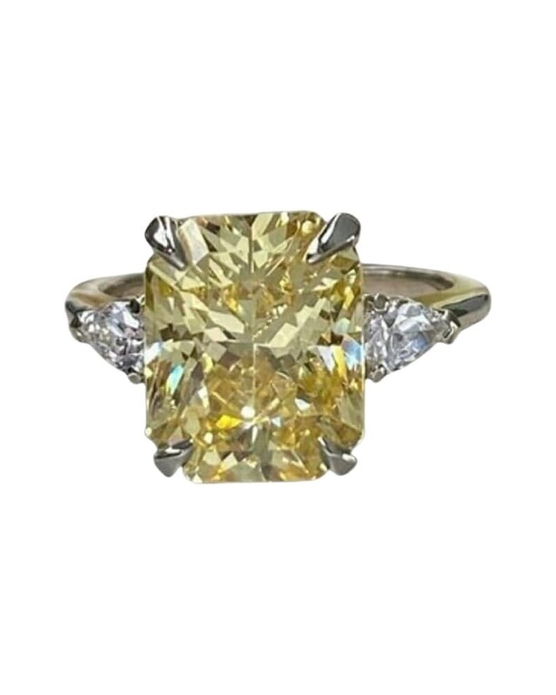 Canary Yellow 2CT Radiant Cut Simulated Three stone Engagement Ring, 925 Silver $45.89 Rings