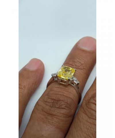 Canary Yellow 2CT Radiant Cut Simulated Three stone Engagement Ring, 925 Silver $45.89 Rings