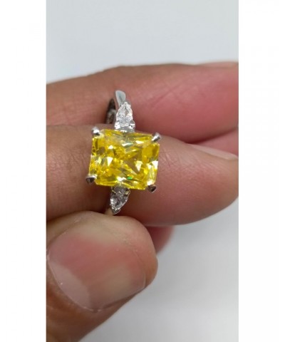 Canary Yellow 2CT Radiant Cut Simulated Three stone Engagement Ring, 925 Silver $45.89 Rings