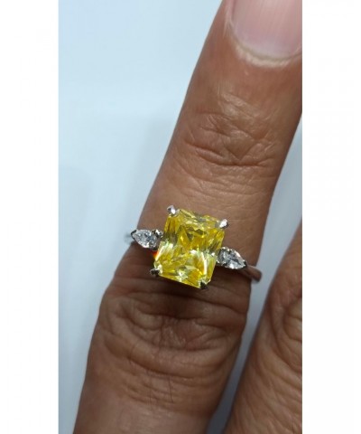 Canary Yellow 2CT Radiant Cut Simulated Three stone Engagement Ring, 925 Silver $45.89 Rings