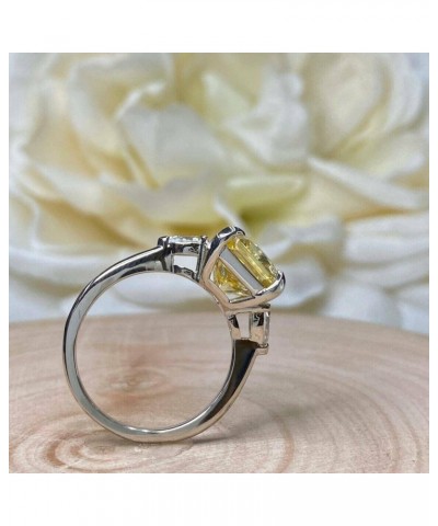 Canary Yellow 2CT Radiant Cut Simulated Three stone Engagement Ring, 925 Silver $45.89 Rings