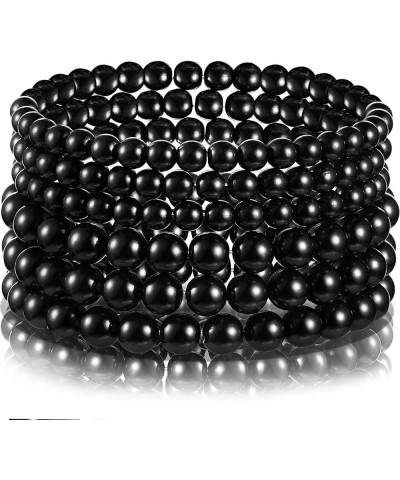 6 Pieces Faux Pearl Bracelet Set Stretch Bracelets Bridal Dancing Party Jewelry for Women Girls Black $8.84 Bracelets