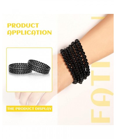 6 Pieces Faux Pearl Bracelet Set Stretch Bracelets Bridal Dancing Party Jewelry for Women Girls Black $8.84 Bracelets