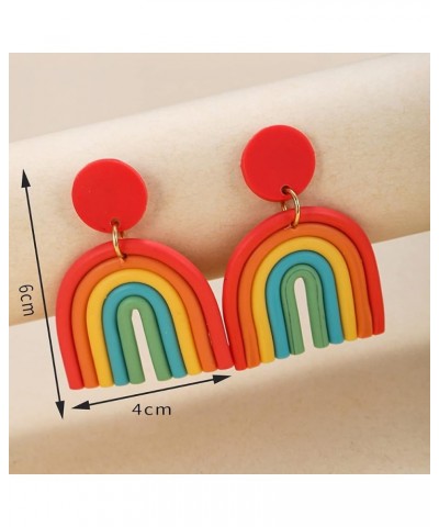 Rainbow Earrings for Women Girls,Clay Colorful Cute Dangle Drop Earrings,Bute Big Handmade Earrings Hypoallergenic,Statement ...