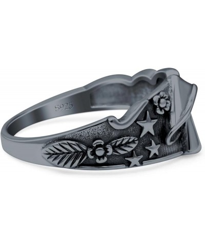 Mushroom Ring Oxidized Band Solid 925 Sterling Silver Thumb Ring (9.3mm) Black Tone, Sterling Silver $13.51 Rings