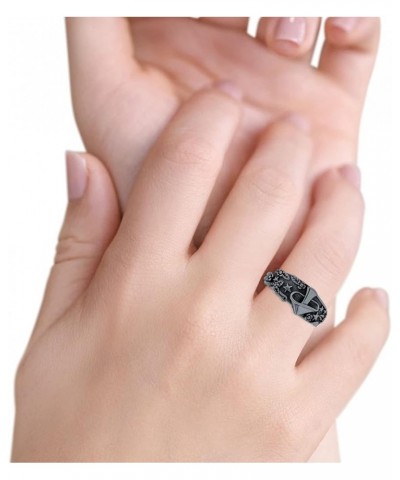 Mushroom Ring Oxidized Band Solid 925 Sterling Silver Thumb Ring (9.3mm) Black Tone, Sterling Silver $13.51 Rings