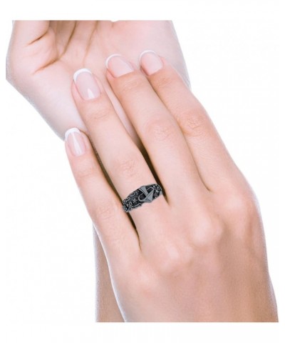 Mushroom Ring Oxidized Band Solid 925 Sterling Silver Thumb Ring (9.3mm) Black Tone, Sterling Silver $13.51 Rings