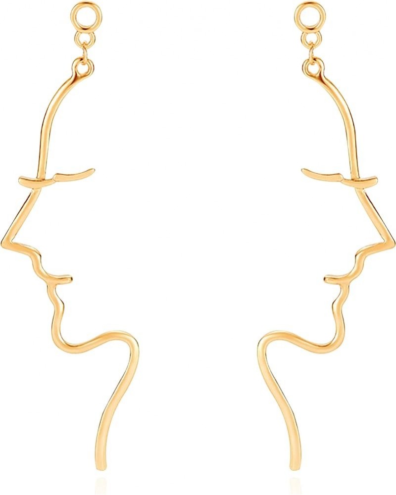 Abstract Outline Face Earrings Hollow Geometric Dangle Earrings Minimalist Human Face Drop Stud Statement Earring for Women G...