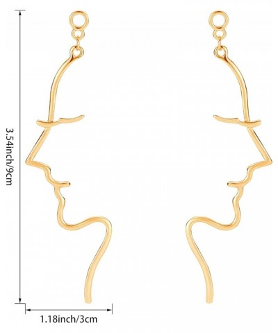 Abstract Outline Face Earrings Hollow Geometric Dangle Earrings Minimalist Human Face Drop Stud Statement Earring for Women G...