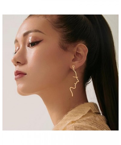 Abstract Outline Face Earrings Hollow Geometric Dangle Earrings Minimalist Human Face Drop Stud Statement Earring for Women G...