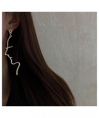 Abstract Outline Face Earrings Hollow Geometric Dangle Earrings Minimalist Human Face Drop Stud Statement Earring for Women G...