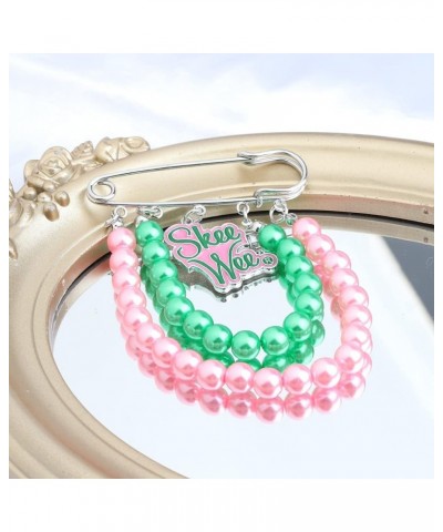 Sorority Jewelry Pink and Green Sorority Brooch Pin Gift Sorority Bracelet for Women Girls Greek Sorority Paraphernalia Gift ...