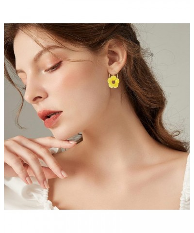 Cute Daisy Drop Dangle for Women Girl Bohemian Acrylic Flower Statement Earring Lovely Jewelry Birthday Gift yellow $7.40 Ear...