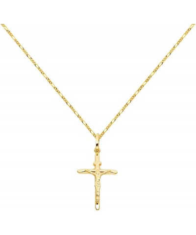 14k Yellow Gold Crucifix Cross Pendant with 1.6mm Figaro Chain Necklace 20.0 Inches $116.61 Necklaces