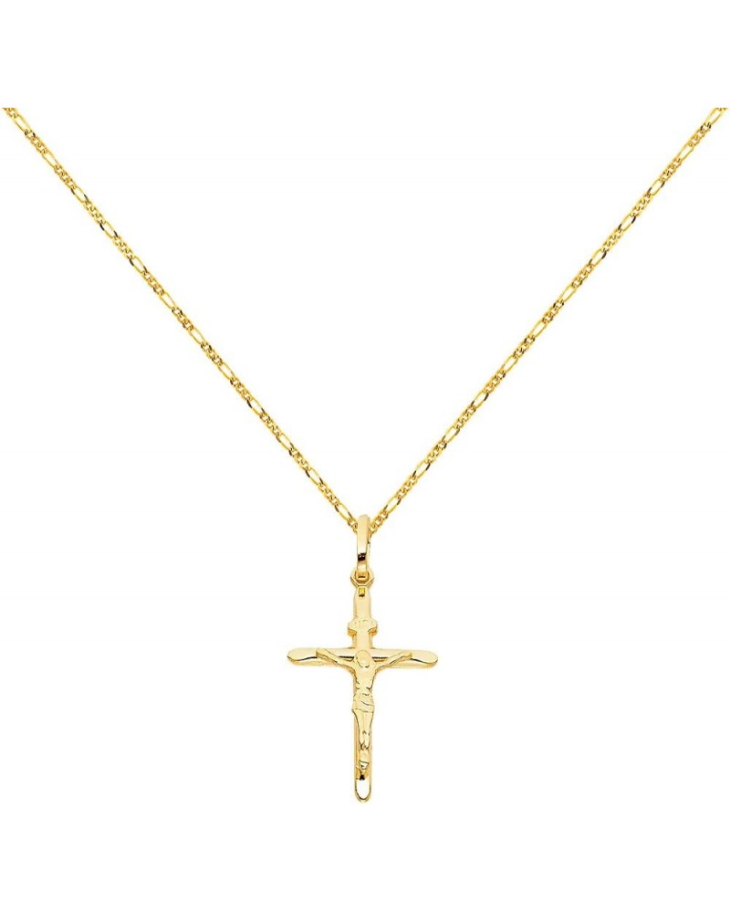 14k Yellow Gold Crucifix Cross Pendant with 1.6mm Figaro Chain Necklace 20.0 Inches $116.61 Necklaces