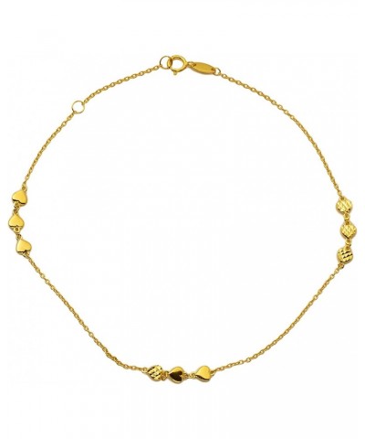 10K Yellow Gold .5mm Diamond Cut Rolo Chain with Reversible Hearts Charm Anklet Adjustable 9" to 10" ( 59) $56.68 Anklets