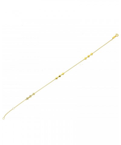 10K Yellow Gold .5mm Diamond Cut Rolo Chain with Reversible Hearts Charm Anklet Adjustable 9" to 10" ( 59) $56.68 Anklets