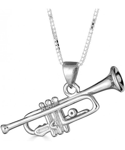 Sterling Silver 3D Trumpet Music Pendant Necklace Silver 22.0 Inches $16.56 Necklaces