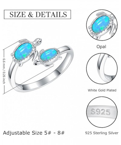 925-Sterling-Silver Opal /Turquoise Sea Turtle/Dolphin/Sea Life Ring - Inspirational I Love You Forever Adjustable Open Natur...