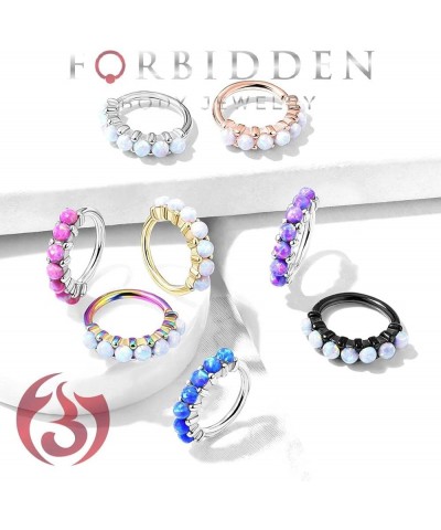 16-20g 8mm Surgical Steel Bendable Nose/Rook/Helix Hoop Lined w/Synthetic Opals (Choose Gauge/Color) 20g Purple $11.96 Body J...