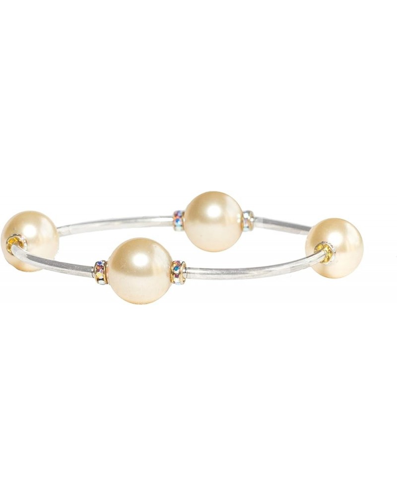 the Blessing Bracelet - 12MM Light Gold Crystal Pearls with Crystal Accents 8.25 Inches $21.15 Bracelets