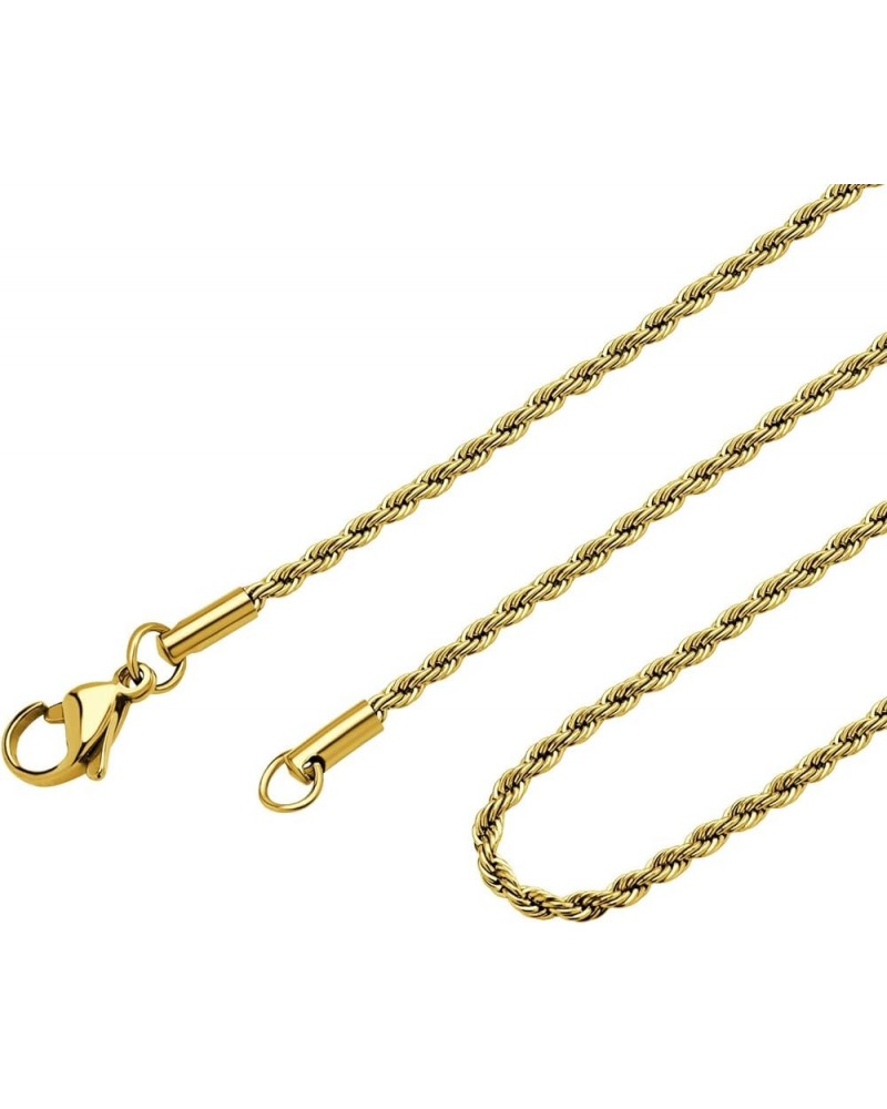 Stainless Steel Hypoallergenic Twisted Singapore Rope Chain Necklace Yellow Gold 28 Inches $8.99 Necklaces