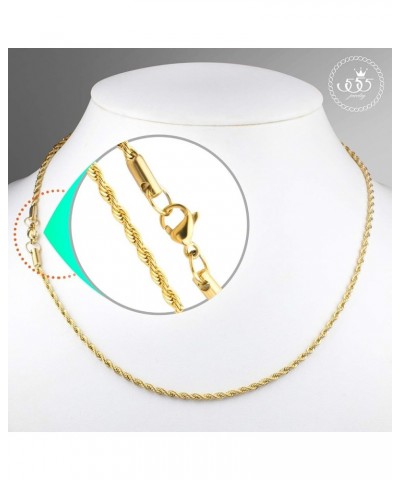 Stainless Steel Hypoallergenic Twisted Singapore Rope Chain Necklace Yellow Gold 28 Inches $8.99 Necklaces